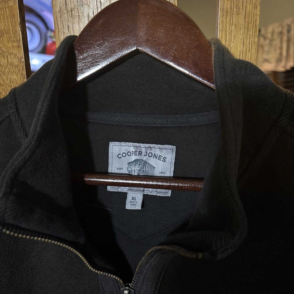 COOPER JONES SUPPLY HEAVY KNIT BLACK FULL ZIP JACKET SWEATER XL